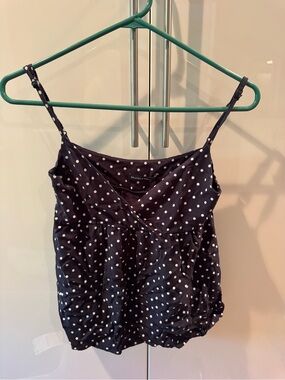 Brandy Melville Polka Dot Navy Spaghetti Strap Tank Top like new